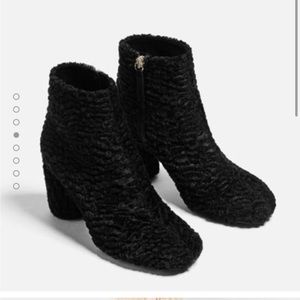 Zara black faux fur booties